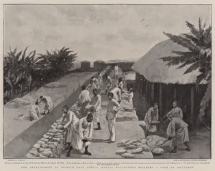 The Development of British East Africa, Native Volunteers building a Fort at Machakos